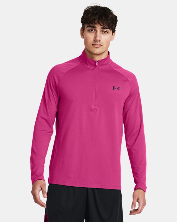 Camiseta de manga larga UA Tech™ ½ Zip para hombre, Pink, pdpMainDesktop image number 0